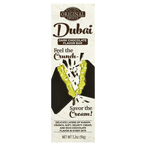 Original Natural Sweets, Dubai Dunkle Schokoladenbar, 3,2 oz (91 g)