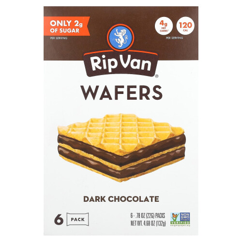 Rip Van Wafels, Βουτυρόπιτες, Σκοτεινό Σοκολάτα, 6 Πακέτα, 0.78 oz (22 g) Κάθε
