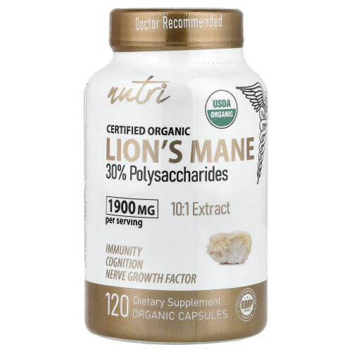 Nutri, Οργανικό Lion's Mane, 120 Οργανικό Capsules (633 mg per Capsule)