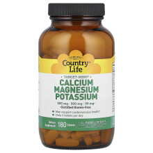 Country Life, Target-Mins, Kalsium Magnesium Potassium, 180 Tabletti