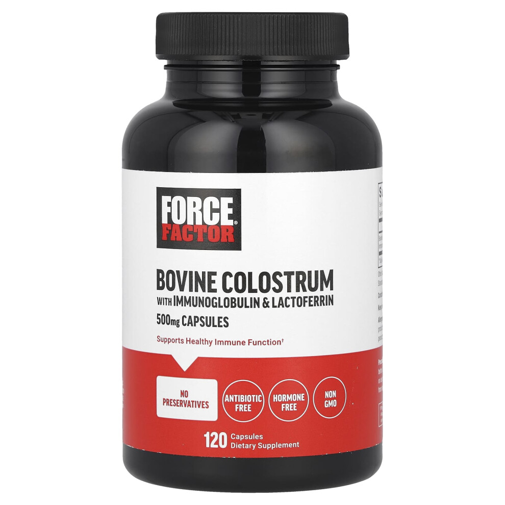 Force Factor , Bovine Colostrum With Immunoglobulin & Lactoferrin, 500 Mg, 120 Capsules