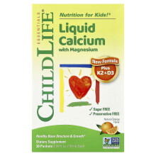 ChildLife Essentials, Vloeibaar Calcium met Magnesium Plus K2 & D3, Natuurlijk Oranje, 30 Pakket, 0,34 fl oz (10 ml)