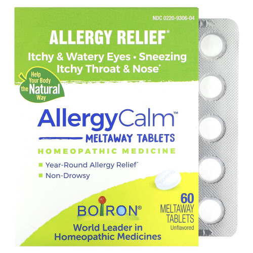 Boiron, AllergyCalm, Allergieverlichting, Ongevoopt, 60 Oplosbare Tabletten