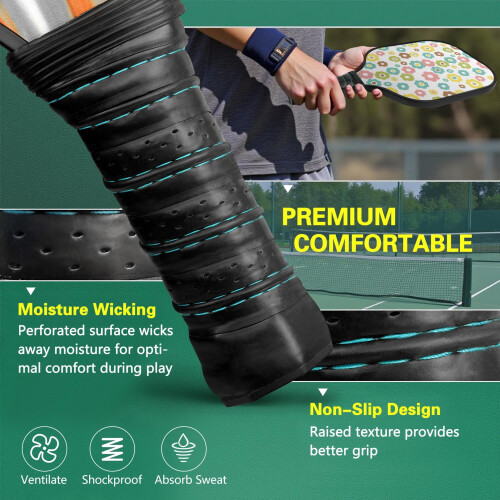 Σετ κουπιών Pickleball από fiberglass με λουλούδια και 2 μπάλες και τσάντα – Συμβατό με 2