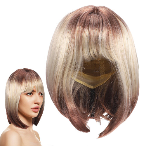 2Pièces Perruques Courtes Bob Synthétique Confort Multi Usage Femme
