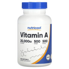 Nutricost, Vitamin A, 25,000 IU, 500 měkkých kapslí