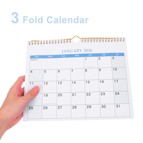 DRAFIDEEP Tremåneders vægkalender2026Lodret kalender Himmelblå papirreferencekalender1 sæt 2