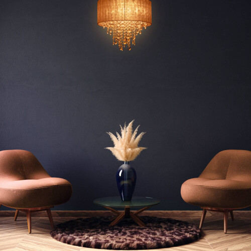 Lustre de cristal com abajur 1