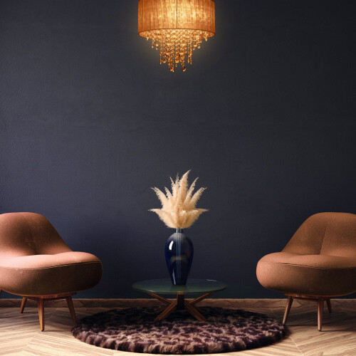 Lustre de cristal com abajur 2