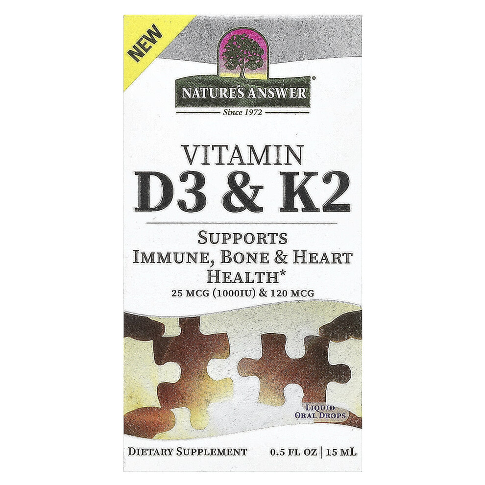 Nature's Answer Vitamin D3 & K2 Liquid Drops Lemon - 15Ml