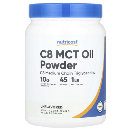 Nutricost, C8 MCT öljy pöly, Maulton, 1 lb (454 g)