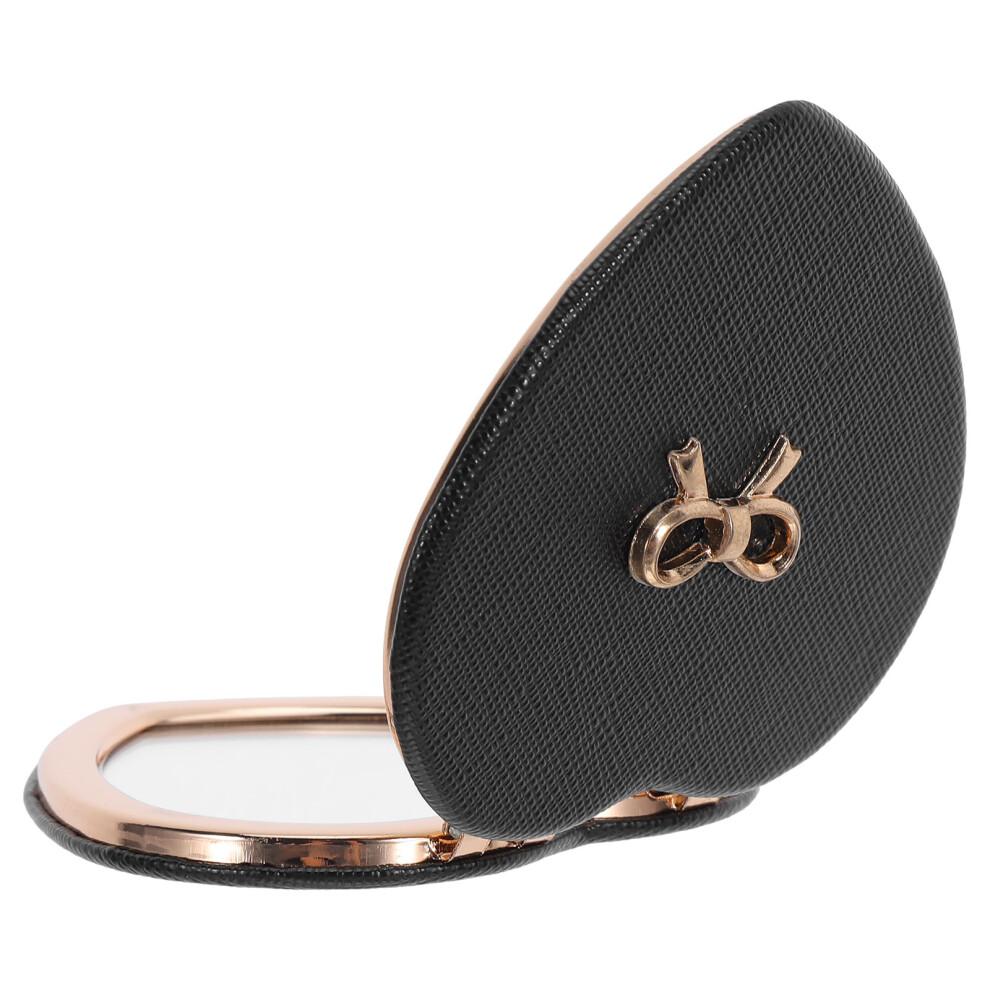 Happyyami Golden 3Pcs Heart Shaped Folding Travel Mirrors Pu Compact Dual Sided