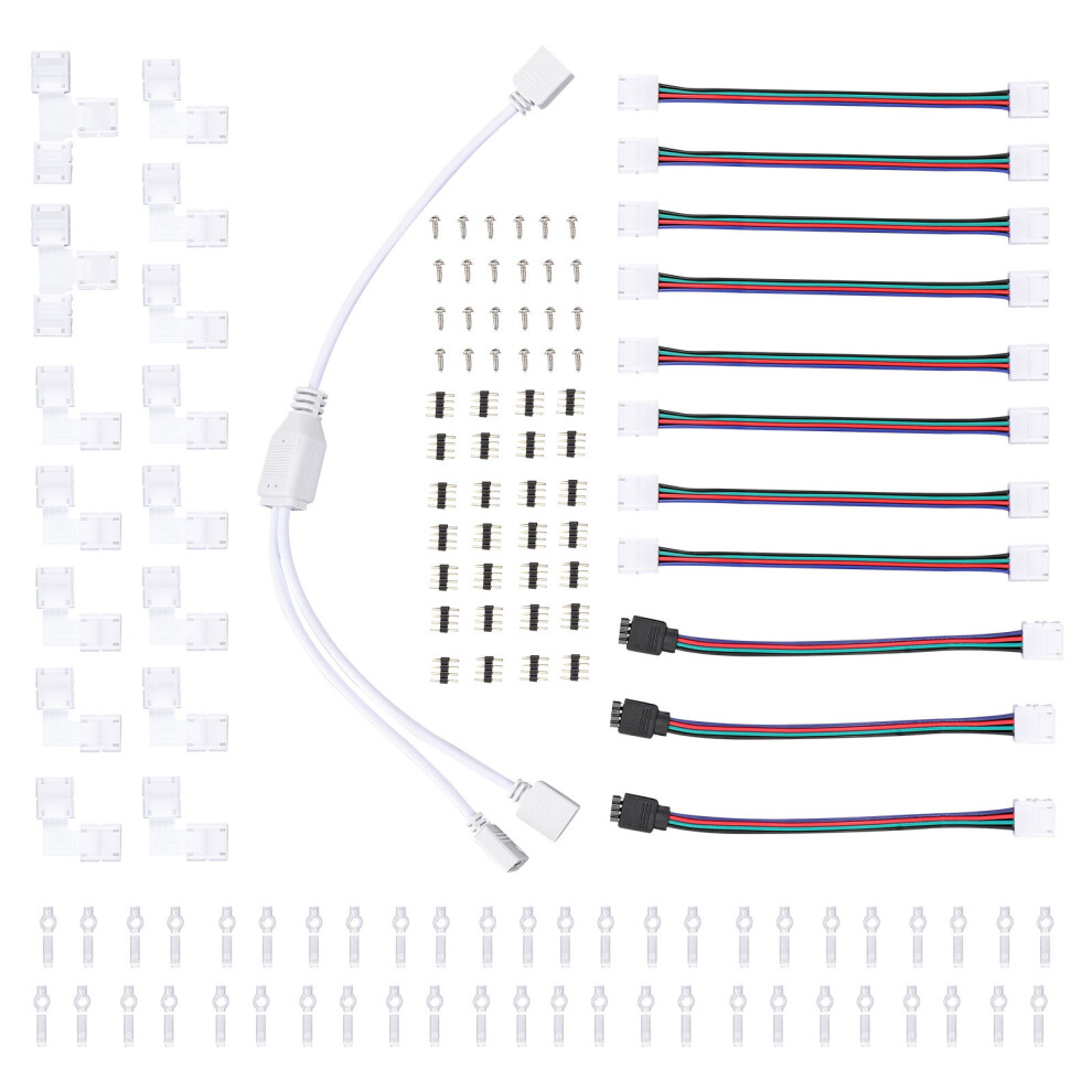 2Sets White Rgb Led Strip Connector Kit Solderless 4 Pin Snowboard 3663130470616
