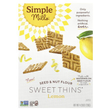 Simple Mills, Siemen & Pähkinän Kaura Makeisten Thins, Sitruuna, 4,25 oz (120 g)