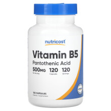 Nutricost, Witamina B5, 500 mg, 120 Kapsułek