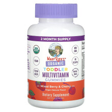 MaryRuth's, Organiczne Multivitaminy dla Dzieci w Postaci Guma, Smak Mieszany Owoce i Czereśnia, 100 mcg DFE, 60 Guma