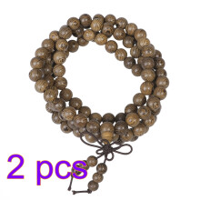 Coffee Handmade Buddha Bangle 108-Bead Buddhism Prayer Jewelry