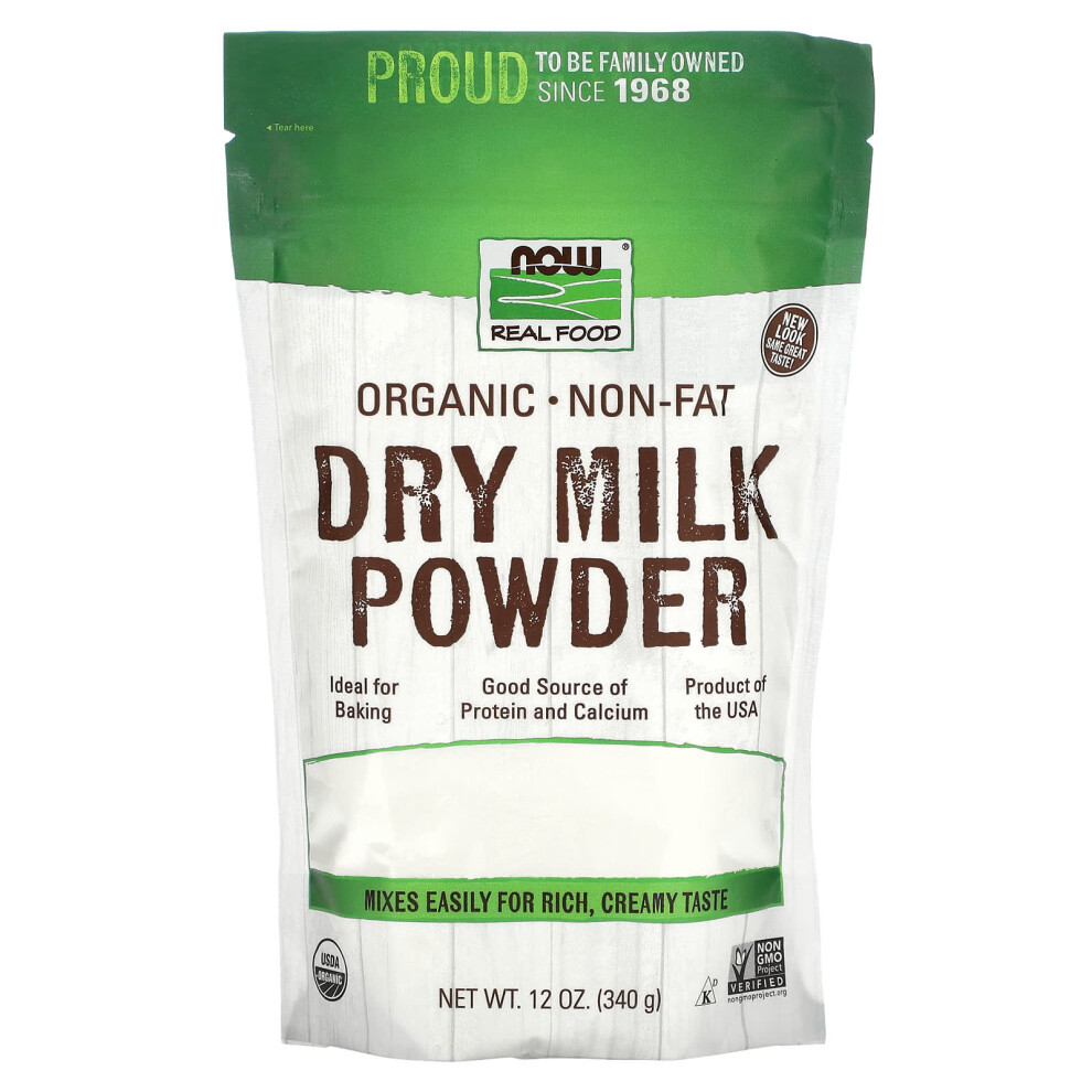Now Foods , Real Food, Organic Non-Fat Dry Milk Powder, 12 Oz (340 G)