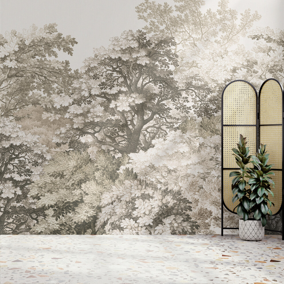 Superfresco Easy Forest Canopy Oatmeal Print To Order 3M X 2.8M Mural | Wallpaper Roll