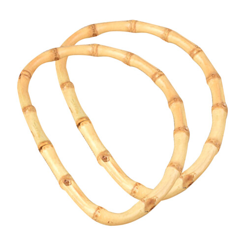 6Pcs Solid Bamboo D Shape Bag Handles Light Brown for DIY Handbag Use