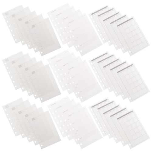 3Pcs White A7 Binder Refill Paper Daily Weekly Monthly Planner Inserts