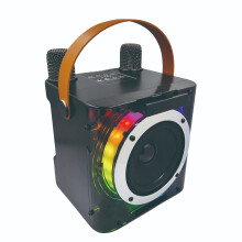Wireless Karaoke Machine with 2 Microphones, 10W RGB Light, 15.5x13.8x15.8cm, Black/White