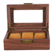 2Pcs Light Brown Wooden Watch Collection Box with Soft Inner Cushion