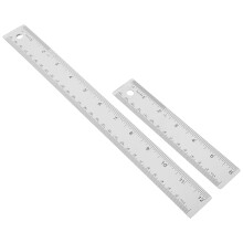 20Pcs Metal Ruler Silver Cork Backed Precise Measuring Tool for Office