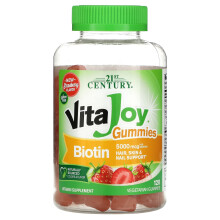 21st Century, VitaJoy Biotyna w Formie Guma, Smak Strążyński, 5 000 mcg, 120 Wegetariańskich Gum