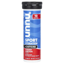Nuun, Sport Hydratatie + Koffie, Effervescente Elektrolyt Drink, Cherry Limeade, 10 Tablets