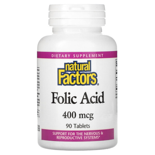 Natural Factors, Folsäure, 400 mcg, 90 Tabletten