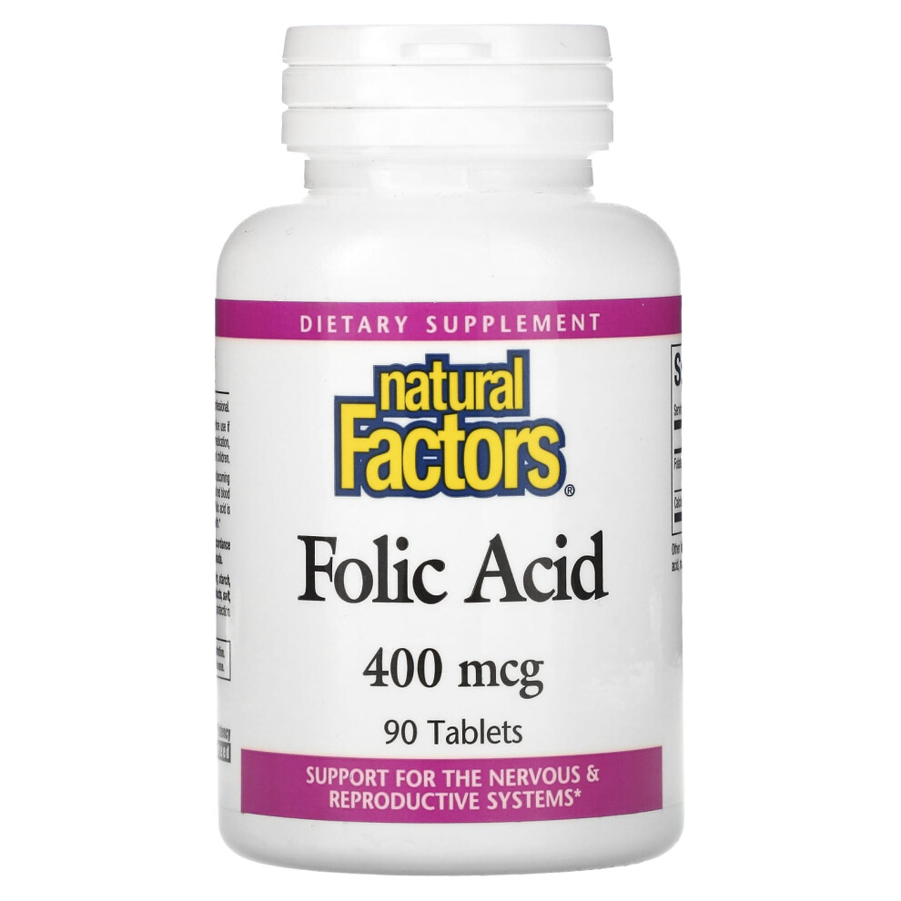 Natural Factors , Folic Acid, 400 Mcg, 90 Tablets