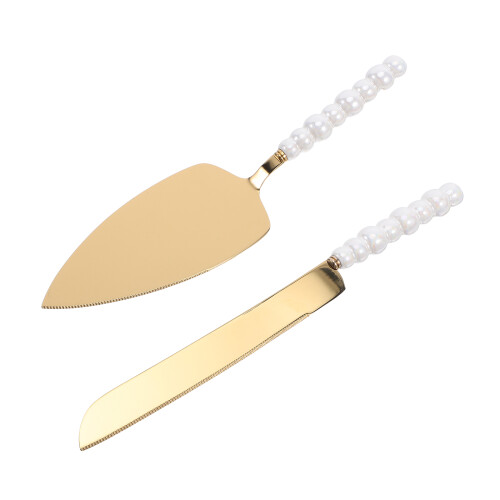 3Sets Golden Pearled Cake Server Serrated Stainless Steel Kitchen Tool