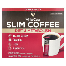 VitaCup, Slim Instant Coffee, Välkkyvä Roast, 24 Yksittäistä Käyttöä, 0,13 oz (3,7 g) Kunkin