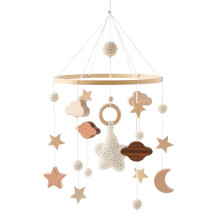 Baby Crib Wall Hanging, Starry Sky Crib Mobile, Simple Baby Room Decoration, Wooden Wind Chime Ornament