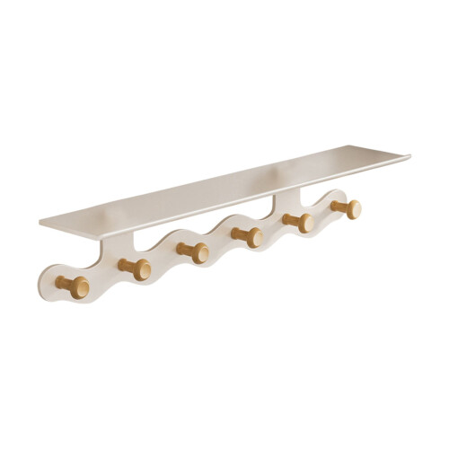 Cabideiro de parede com prateleira, prateleira flutuante de madeira branca de 42 cm (16,5 polegadas) para hall de entrada, banheiro e quarto. 1