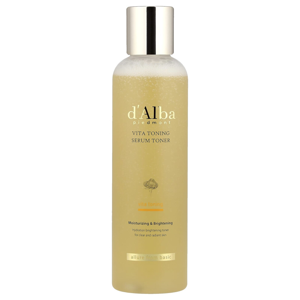 D'alba White Piedmont Truffle Vita Toning Serum Toner, Glass Skin With Double Vitamin Skincare, Face Moisturizer, (6.09 Fl. Oz)