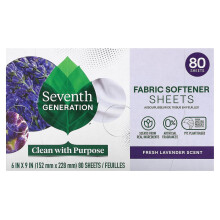 Seventh Generation, Płachty miękkie do prania, Świeża lawenda, 80 arkuszy