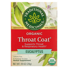 Traditional Medicinals, Biologische Keelkussen, Eucalyptus, Koffievrij, 16 Verpakte Theezakjes, 0,99 oz (28 g)
