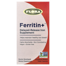Flora, Ferritin +, 30 verzögert freigesetzte vegane Kapseln (20 mg pro Kapsel)