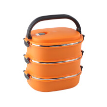 Třívrstvá nerezová bento krabička oranžová