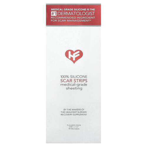 HealFast, 100% Silicone Scar Strips, 5 Reusable Sheets