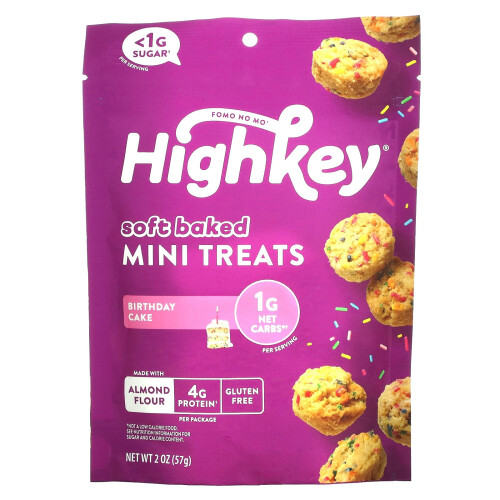 HighKey, Bløde Bagte Mini Behandler, Fødselsdag Kage, 2 oz (57 g)