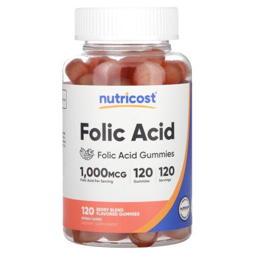 Nutricost, Ακτινοβολία Φολικού Οξέος, Μελί, 1.000 mcg, 120 Γλυκίσματα