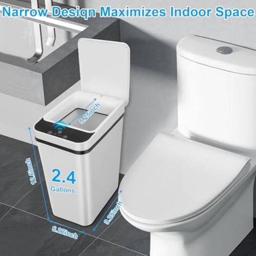 Smart Touchless Trash Can 2.4 Gal 2-Pack Black White 1