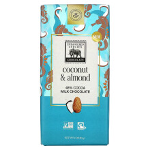 Endangered Species Chocolate, Melkchocolade Bar, Kokos en Amandel, 48% Kakao, 3 oz (85 g)