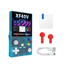 XF40V Retro Handhållen Spelkonsol 4,0-Tums IPS-Skärm WiFi Retro Spelkonsol Linux System Pocket 128G Arcade Blå