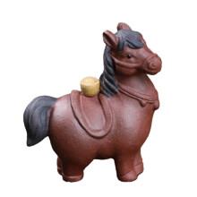Cavalo de Argila Roxa, Símbolo Do Zodíaco, para Chá - Estatueta da Sorte Artesanal para Apreciadores de Chá