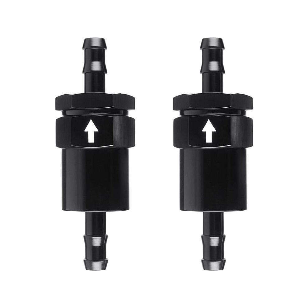 3/8" Billet Inline Fuel Filter 30 Anodized Aluminum 2Pcs Black 4712150871848