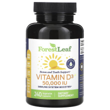Forest Leaf, Witamina D3, 1 250 mcg (50 000 IU), 240 Tabletek Roślinnych
